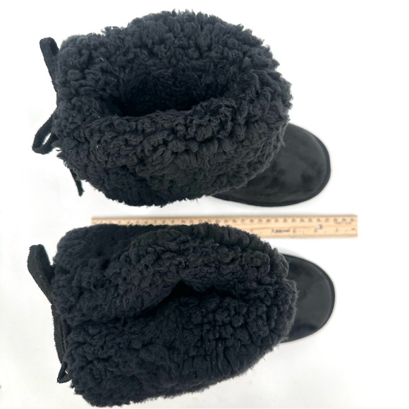 MUK LUKS Knit Boot Fold-over Mid Calf Black Marled Womens 9 Faux Fur Lined - Picture 3 of 12